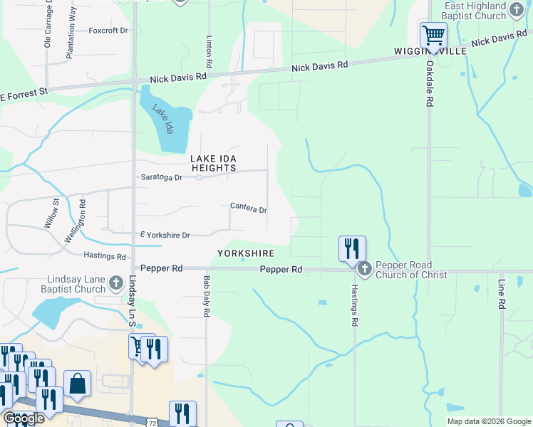 map of restaurants, bars, coffee shops, grocery stores, and more near 16242 Travertine Drive in Athens