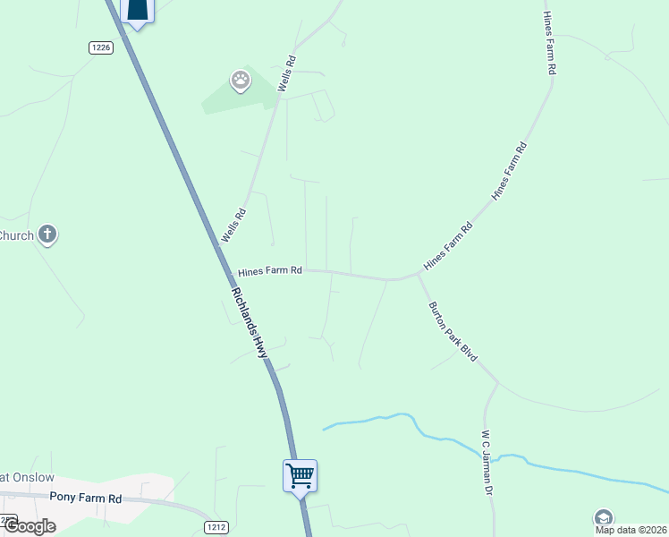 map of restaurants, bars, coffee shops, grocery stores, and more near 2164 Hines Farm Road in Jacksonville