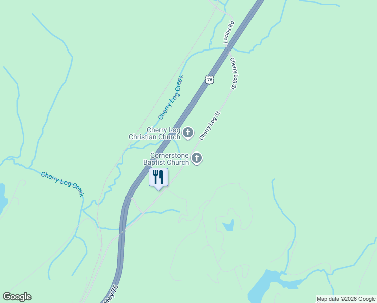 map of restaurants, bars, coffee shops, grocery stores, and more near 1089 Cherry Log Street in Cherry Log