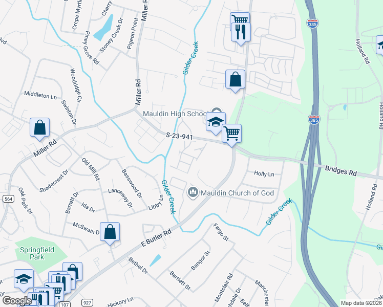 map of restaurants, bars, coffee shops, grocery stores, and more near 702 Lamboil Street in Mauldin