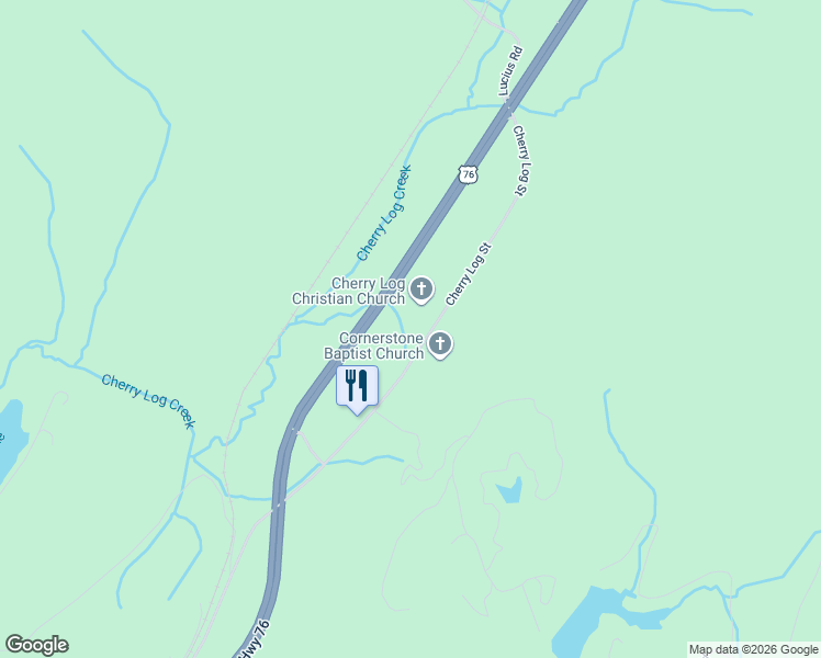 map of restaurants, bars, coffee shops, grocery stores, and more near 1089 Cherry Log Street in Cherry Log