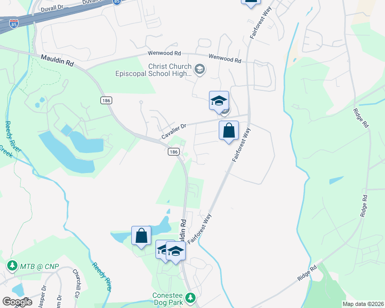 map of restaurants, bars, coffee shops, grocery stores, and more near 713 Mauldin Road in Greenville