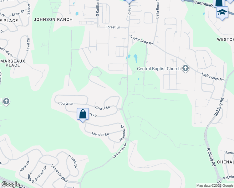 map of restaurants, bars, coffee shops, grocery stores, and more near 9 Farnham Loop in Little Rock