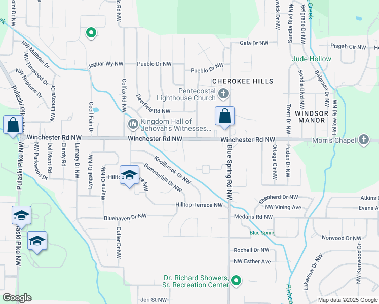 map of restaurants, bars, coffee shops, grocery stores, and more near 5014 Chancellor Square in Huntsville