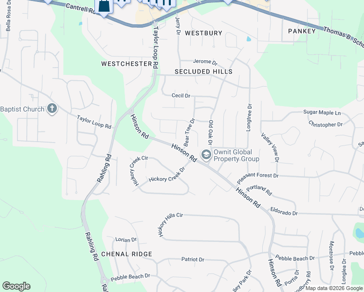 map of restaurants, bars, coffee shops, grocery stores, and more near 4110 Bear Tree Drive in Little Rock