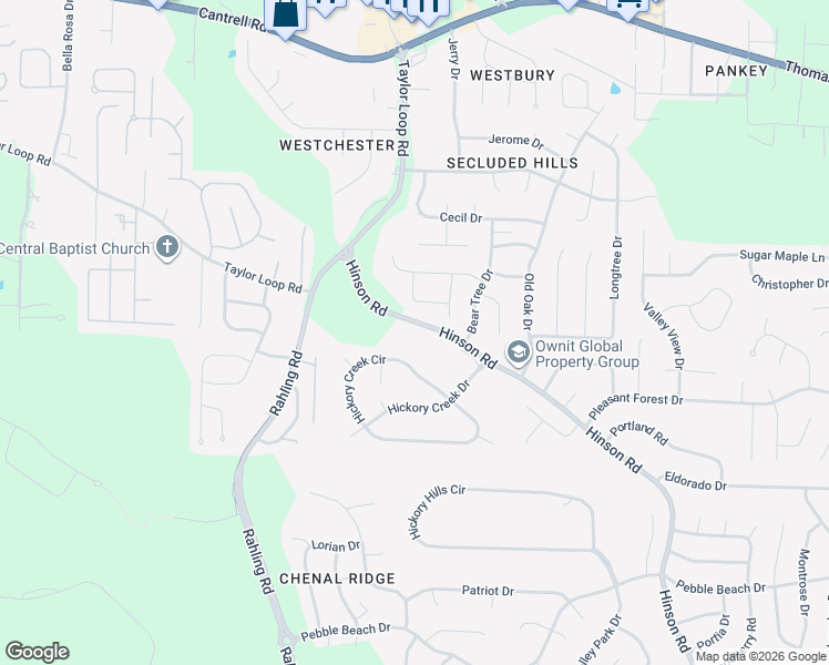 map of restaurants, bars, coffee shops, grocery stores, and more near 14600 Hinson Road in Little Rock