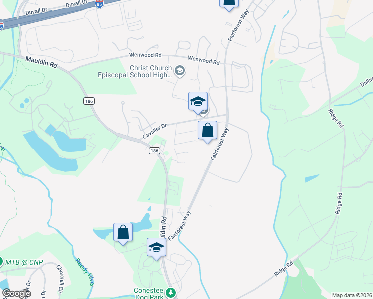 map of restaurants, bars, coffee shops, grocery stores, and more near 8 Retriever Lane in Greenville