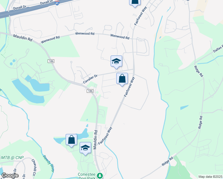 map of restaurants, bars, coffee shops, grocery stores, and more near 8 Retriever Lane in Greenville