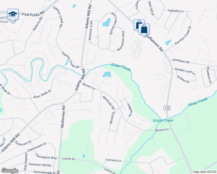 map of restaurants, bars, coffee shops, grocery stores, and more near 417 Fieldsview Lane in Simpsonville