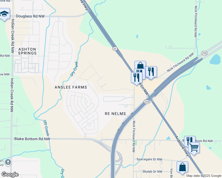 map of restaurants, bars, coffee shops, grocery stores, and more near 710 Nick Fitcheard Road Northwest in Huntsville
