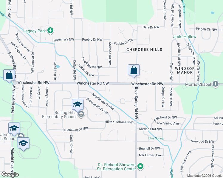 map of restaurants, bars, coffee shops, grocery stores, and more near 5012 Chancellor Square in Huntsville
