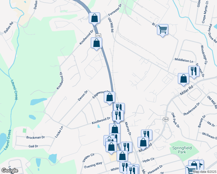map of restaurants, bars, coffee shops, grocery stores, and more near 711 North Main Street in Mauldin