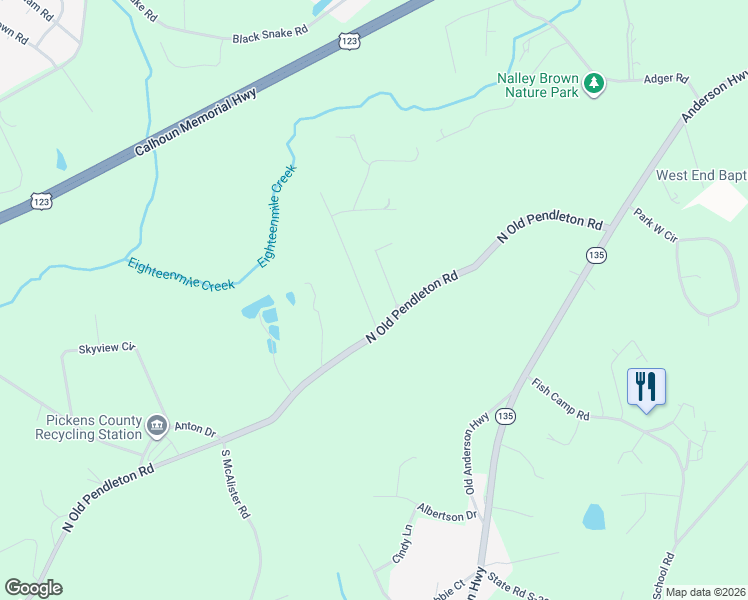 map of restaurants, bars, coffee shops, grocery stores, and more near 116 Moore Drive in Easley