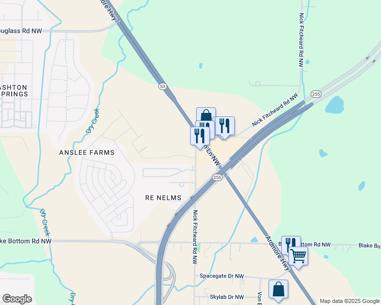 map of restaurants, bars, coffee shops, grocery stores, and more near 7506 Discovery Point Drive Northwest in Huntsville