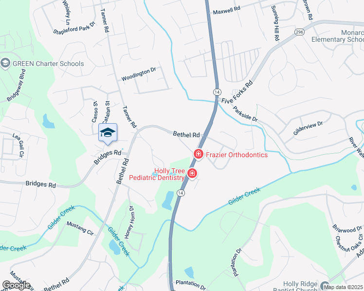 map of restaurants, bars, coffee shops, grocery stores, and more near 3210 Bethel Road in Simpsonville