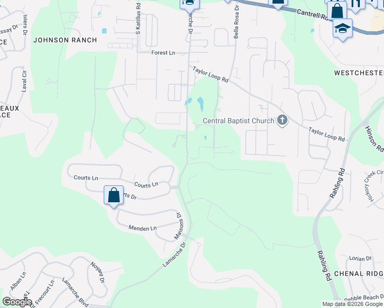 map of restaurants, bars, coffee shops, grocery stores, and more near 1 Deming Place in Little Rock