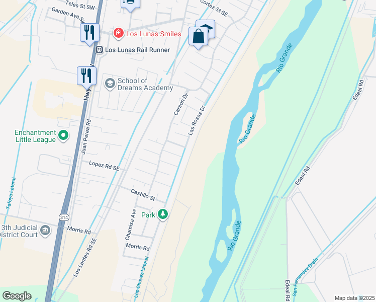map of restaurants, bars, coffee shops, grocery stores, and more near 1197 Los Nardos in Los Lunas