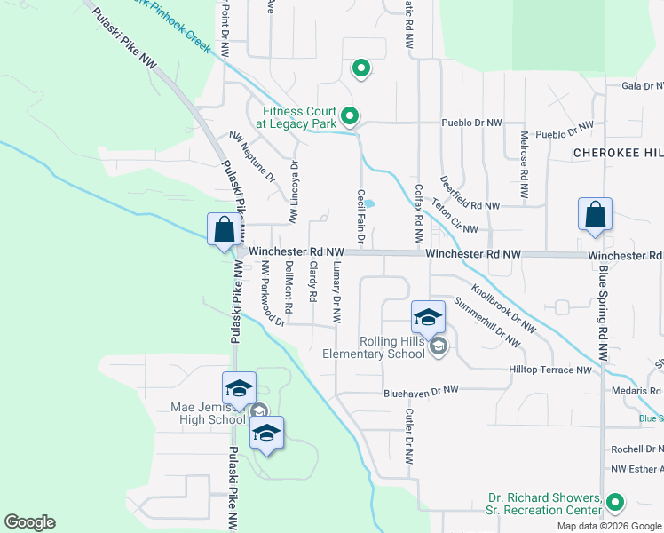 map of restaurants, bars, coffee shops, grocery stores, and more near 5016 Lumary Drive Northwest in Huntsville