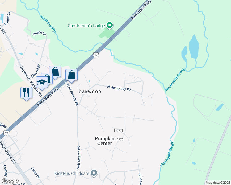 map of restaurants, bars, coffee shops, grocery stores, and more near 336 North Humphrey Road in Jacksonville