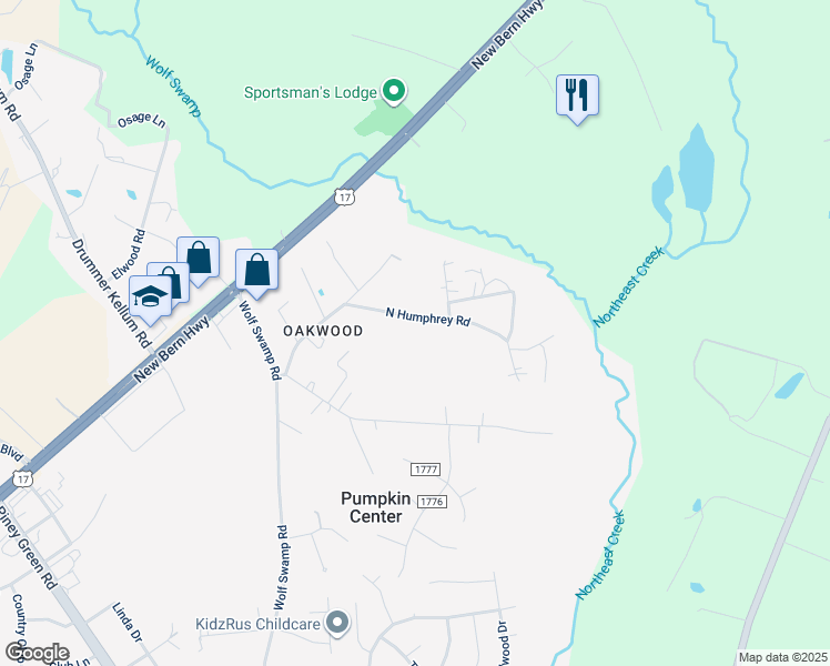 map of restaurants, bars, coffee shops, grocery stores, and more near 336 North Humphrey Road in Jacksonville