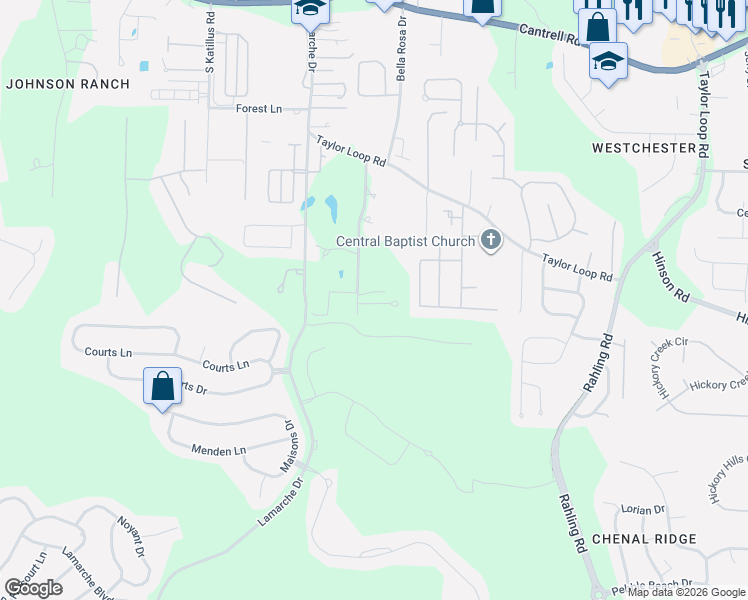map of restaurants, bars, coffee shops, grocery stores, and more near 4109 Carter Lane in Little Rock