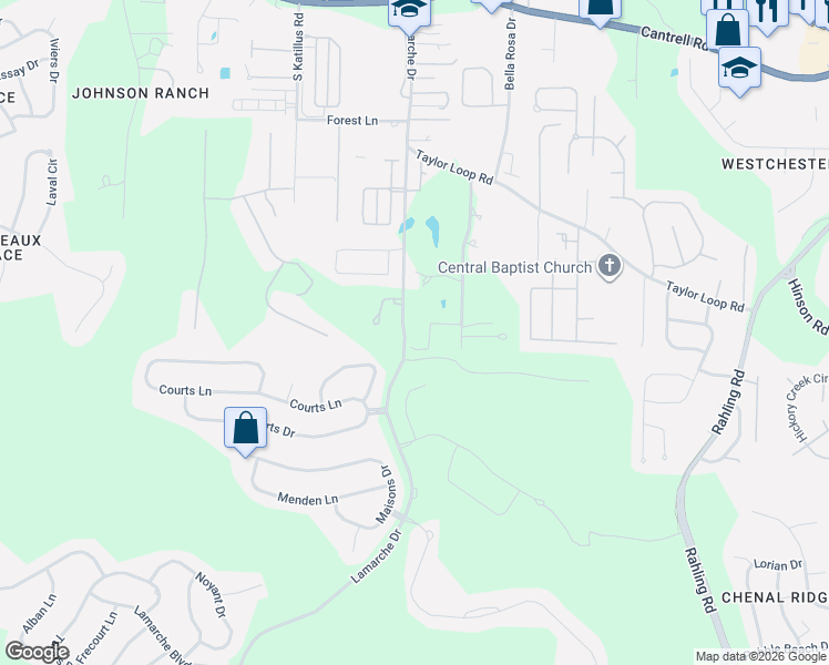 map of restaurants, bars, coffee shops, grocery stores, and more near 1 Deming Place in Little Rock