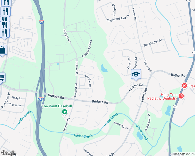 map of restaurants, bars, coffee shops, grocery stores, and more near 302 Pemaquid Court in Simpsonville