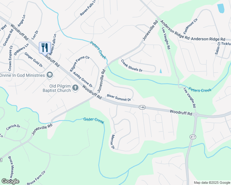 map of restaurants, bars, coffee shops, grocery stores, and more near 2 Hawkhurst court in Simpsonville