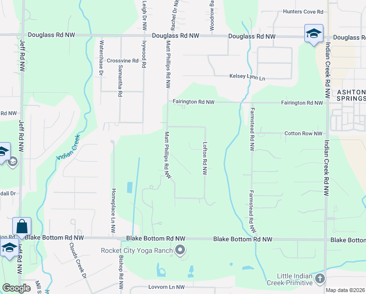map of restaurants, bars, coffee shops, grocery stores, and more near 119 Arbery Drive Northwest in Huntsville