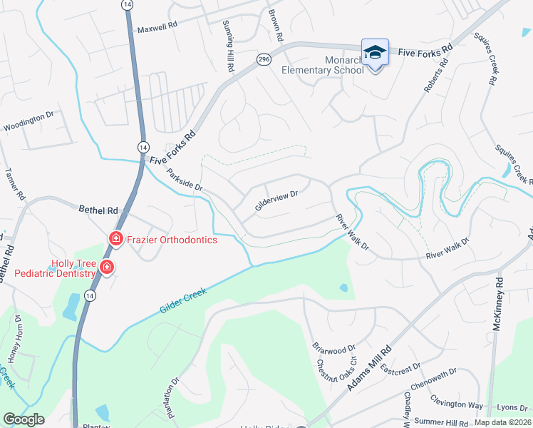 map of restaurants, bars, coffee shops, grocery stores, and more near 5 Gilder Point Court in Simpsonville