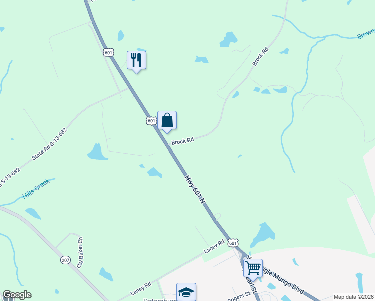 map of restaurants, bars, coffee shops, grocery stores, and more near 1814 U.S. 601 in Pageland