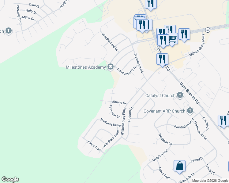 map of restaurants, bars, coffee shops, grocery stores, and more near 101 Dellview Court in Jacksonville
