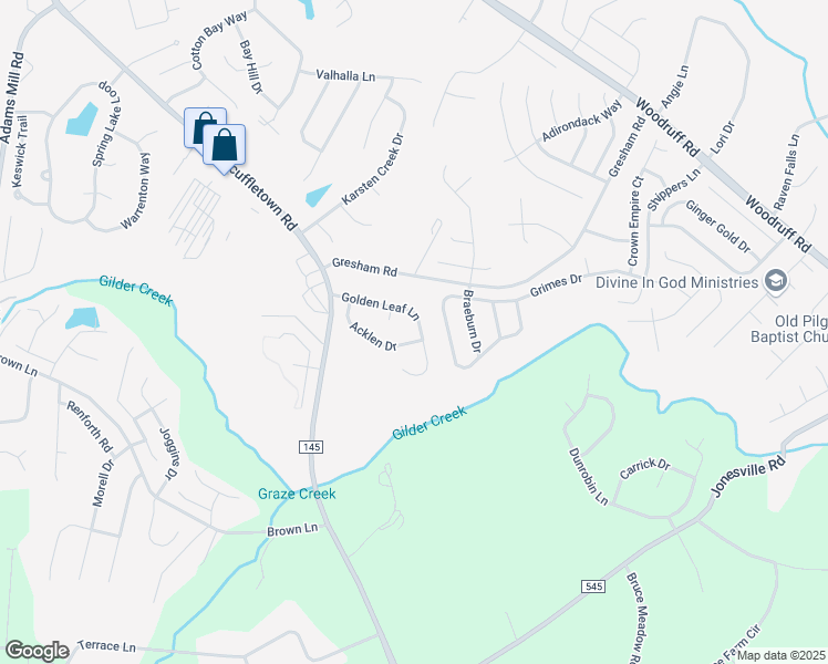 map of restaurants, bars, coffee shops, grocery stores, and more near 312 Golden Leaf Lane in Simpsonville