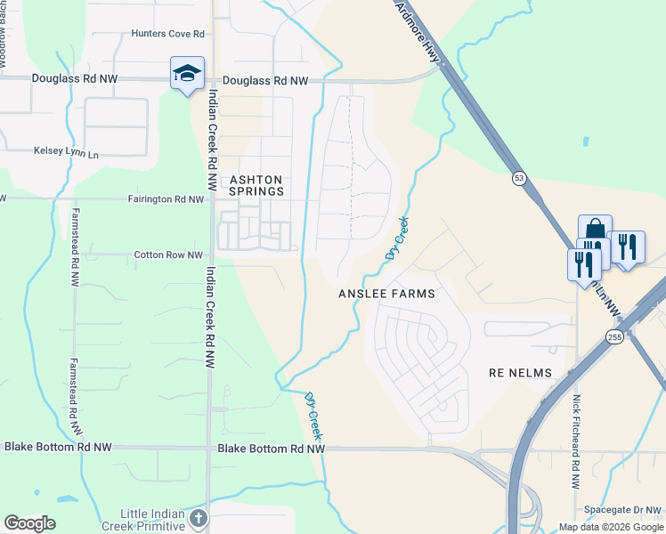 map of restaurants, bars, coffee shops, grocery stores, and more near 7050 Tamrose Lane in Huntsville