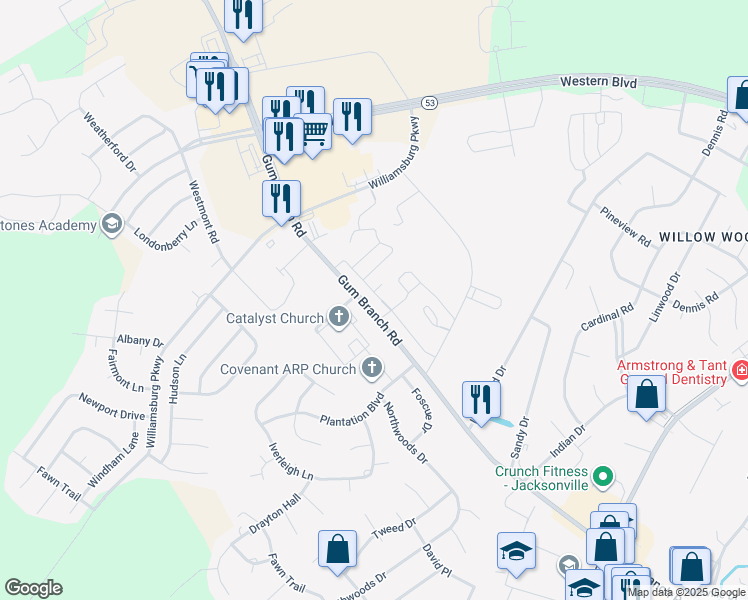 map of restaurants, bars, coffee shops, grocery stores, and more near 2007 Grandeur Avenue in Jacksonville