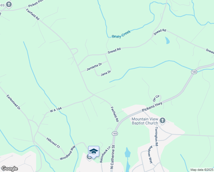 map of restaurants, bars, coffee shops, grocery stores, and more near 208 Fairfield Road in Walhalla