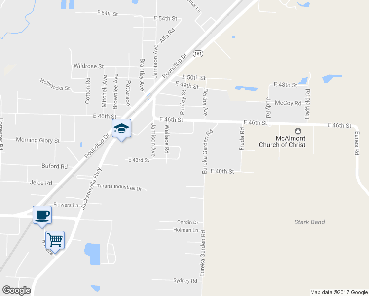 map of restaurants, bars, coffee shops, grocery stores, and more near 321 East 44th Street in North Little Rock