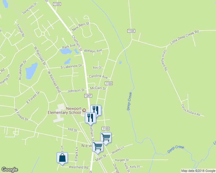 map of restaurants, bars, coffee shops, grocery stores, and more near Church Street in Newport