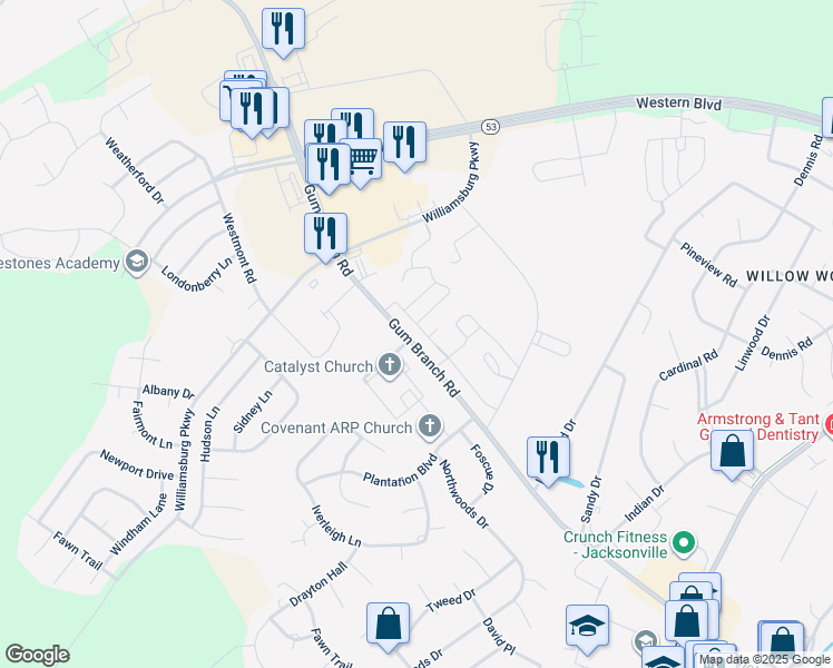 map of restaurants, bars, coffee shops, grocery stores, and more near 4003 Grandeur Avenue in Jacksonville