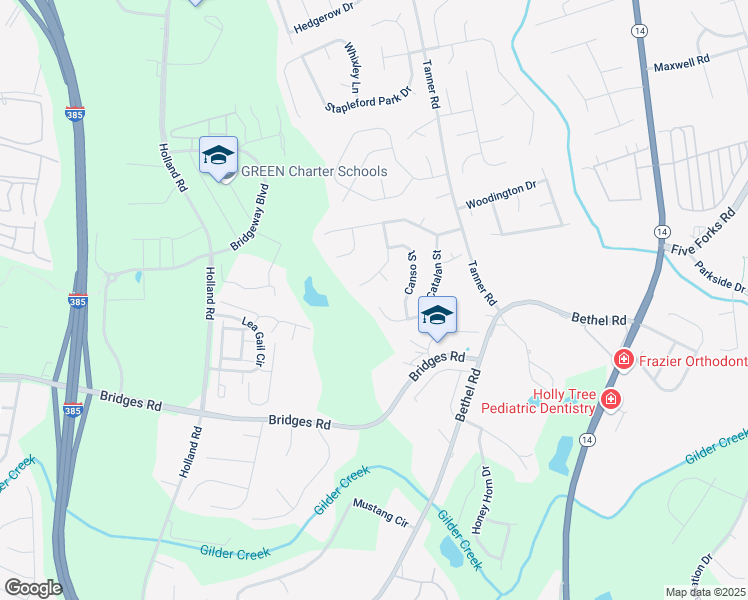 map of restaurants, bars, coffee shops, grocery stores, and more near 119 Sharpin Lane in Greenville