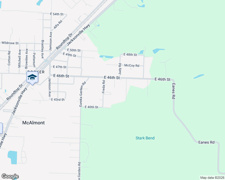 map of restaurants, bars, coffee shops, grocery stores, and more near 1622 East 46th Street in North Little Rock