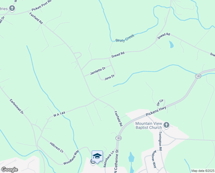 map of restaurants, bars, coffee shops, grocery stores, and more near 208 Fairfield Road in Walhalla