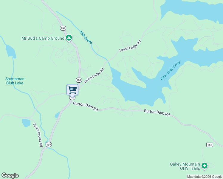 map of restaurants, bars, coffee shops, grocery stores, and more near 195 Marina Lane in Clarkesville