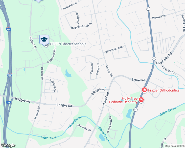 map of restaurants, bars, coffee shops, grocery stores, and more near 8 Canso Street in Greenville