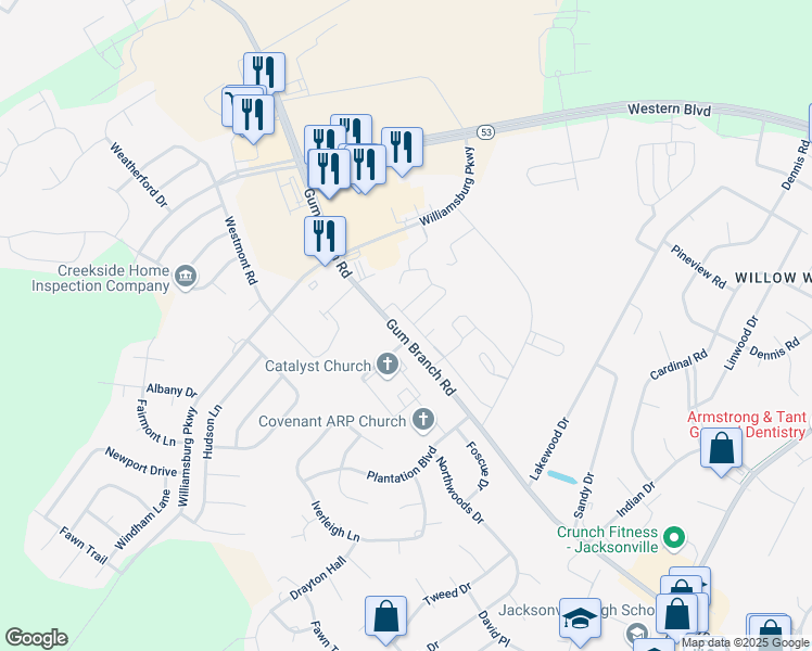 map of restaurants, bars, coffee shops, grocery stores, and more near 5005 Grandeur Avenue in Jacksonville