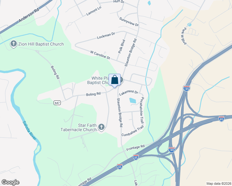 map of restaurants, bars, coffee shops, grocery stores, and more near 805 Stauton Bridge Road in Greenville