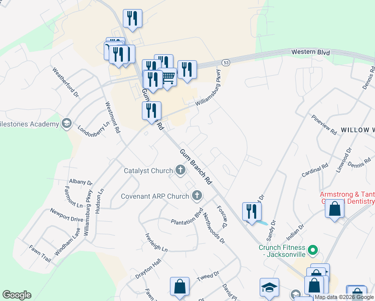 map of restaurants, bars, coffee shops, grocery stores, and more near 5011 Grandeur Avenue in Jacksonville