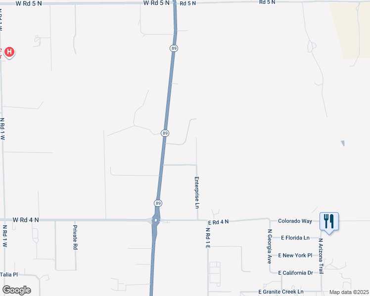 map of restaurants, bars, coffee shops, grocery stores, and more near Enterprise Lane in Chino Valley