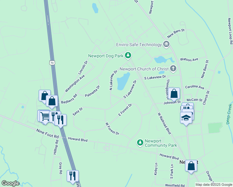 map of restaurants, bars, coffee shops, grocery stores, and more near 2316-2324 Lloyd Dr in Newport