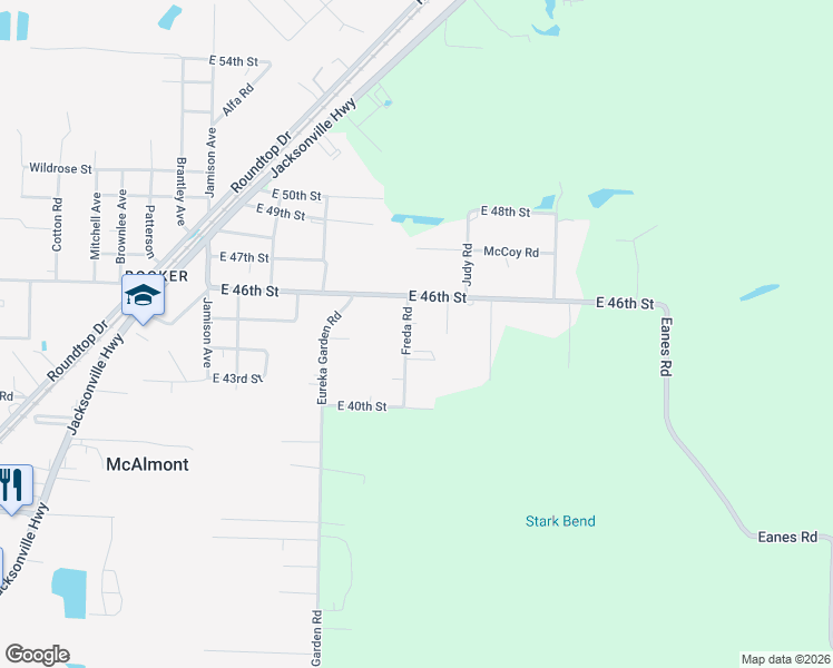 map of restaurants, bars, coffee shops, grocery stores, and more near 1622 East 46th Street in North Little Rock